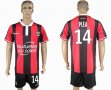 2016-2017 OGC Nice club PLEA #14 red black soccer jersey home