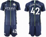 2018-2019 Manchester City club #42 TOURE YAYA blue soccer jersey away