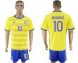 2017-2018 Sweden team IBRAHIMOVIC #10 yellow blue soccer jersey home