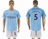 2017-2018 Manchester City #5 ZABALETA skyblue white soccer jersey home