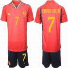 2022 World Cup Spain team #7 DAVID VILLA red soccer jerseys home-HQ