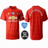 2020-2021 Manchester United club Thailand version red white soccer jersey home Black Lives Matter patch