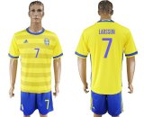 2017-2018 Sweden team LARSSON #7 yellow blue soccer jersey home