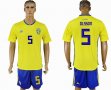 2018 World Cup Sweden team #5 OLSSON yellow soccer jersey home