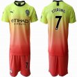 2019-2020 Manchester City club #7 STERLING orange yellow soccer jersey away