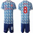 2021-2022 Manchester United club #8 MATA blue white soccer jersey away