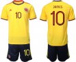 2022 World Cup Colombia team #10 JAMES Colombia team yellow black soccer jersey home