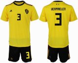 2018 World cup Belgium #3 VERMAELEN yellow soccer jersey away