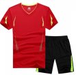 Sportswears Summer Sport Suits Men Hiking Running T-Shirts With Shorts-red black