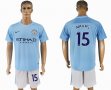 2017-2018 Manchester City #15 NAVAS skyblue white soccer jersey home