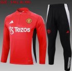 2024-2025 Manchester United club red black red soccer uniforms with Long Trousers B912