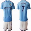 2019-2020 Manchester City club #7 STERLING skyblue white soccer jersey home