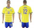 2017-2018 Sweden team OLSEN #12 yellow blue soccer jersey home