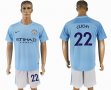 2017-2018 Manchester City #22 CLICHY skyblue white soccer jersey home