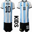 2022 World Cup Argentina #10 Messi blue black kid soccer Jerseys home-HQ