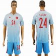 2016 Turkey team CAGLAR #24 skyblue soccer jersey away