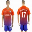 2016-2017 Manchester city club DE BRUYNE #17 orange soccer jersey away