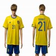 2016 Sweden team DURMAZ #21 yellow skyblue soccer jersey home