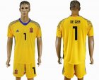 2018 World Cup Spain #1 DE GEA Yellow goalkeeper soccer jersey