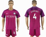 2017-2018 Manchester City #4 KOMPANY red soccer jerseys away