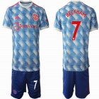 2021-2022 Manchester United club #7 BECKHAM blue white soccer jersey away