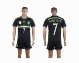 2014 World Cup Spain team DAVID VILLA 7 black soccer jersey away