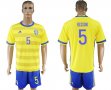 2017-2018 Sweden team OLSSON #5 yellow blue soccer jersey home