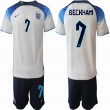 2022 World Cup England w#7 BECKHAM hite blue soccer jerseys home