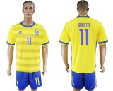 2017-2018 Sweden team CUIDETTI #11 yellow blue soccer jersey home