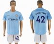 2017-2018 Manchester City #42 TOURE YAYA skyblue white soccer jersey home