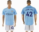 2017-2018 Manchester City #42 TOURE YAYA skyblue white soccer jersey home