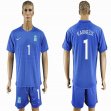 2016-2017 Greece them KARNEZIS #1 blue soccer jersey away
