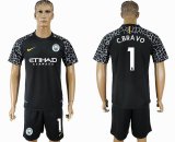 2017-2018 Manchester city #1 C.BRAVO black goalkeeper soccer jersey