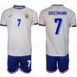 2024-2025 France team #7 GRIEZMANN white blue soccer jerseys away