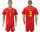 2018 World cup Belgium #3 UERMAELEN red soccer jersey home