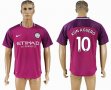 2017-2018 Manchester City #10 KUN AGUERO thailand version purple soccer jersey away