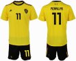 2018 World cup Belgium #11 MIRALLAS yellow soccer jersey away