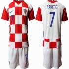 2020 European Cup Croatia Team #7 RAKITIC white red soccer jersey home