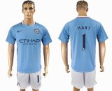 2017-2018 Manchester City #1 HART skyblue soccer jersey home