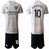 2020-2021 Manchester City club #10 KUN AGUERO beige black soccer jersey home away