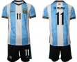 2022 World Cup Argentina #11 DI MARIA blue white black soccer Jerseys home