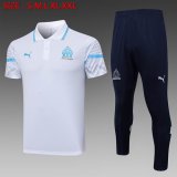 2023-2024 Marseille club White blue Polo Soccer uniforms with Long Trousers -C979