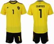 2018 World cup Belgium #1 COURTOIS yellow soccer jersey away