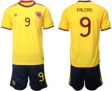 2022 World Cup Colombia team #9 FALCAO yellow black soccer jersey home