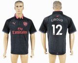 2017-2018 Arsenal #12 GIROUD Europa league Thailand version black gray soccer jersey away