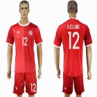 2016 Denmark national team BJELLAND #12 red soccer jerey home