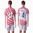 2016 Croatia team PERISIC #4 white red soccer jersey home