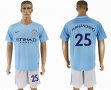 2017-2018 Manchester City #25 FERNANDINHO skyblue white soccer jersey home