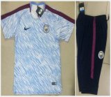 2017-2018 Manchester city club skyblue blue soccer uniforms with 75% long shorts