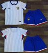 2024-2025 France team white blue kid soccer jerseys away